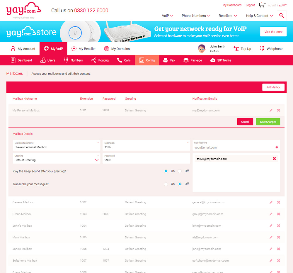 VoIP Voicemail Mailboxes for Individuals and Teams