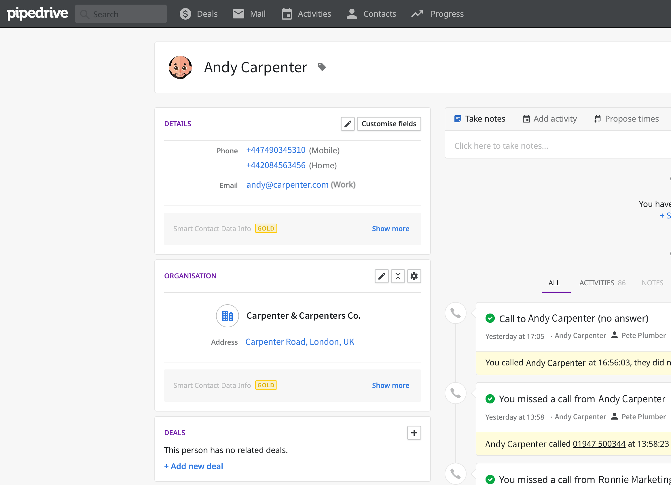 Pipedrive CRM integration for the Yay.com business phone system